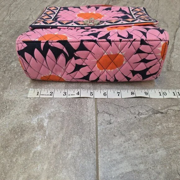 Vera Bradley Loves Me Pattern BLUE & PINK Julia Purse Turn Lock Detachable Strap - Picture 10 of 11